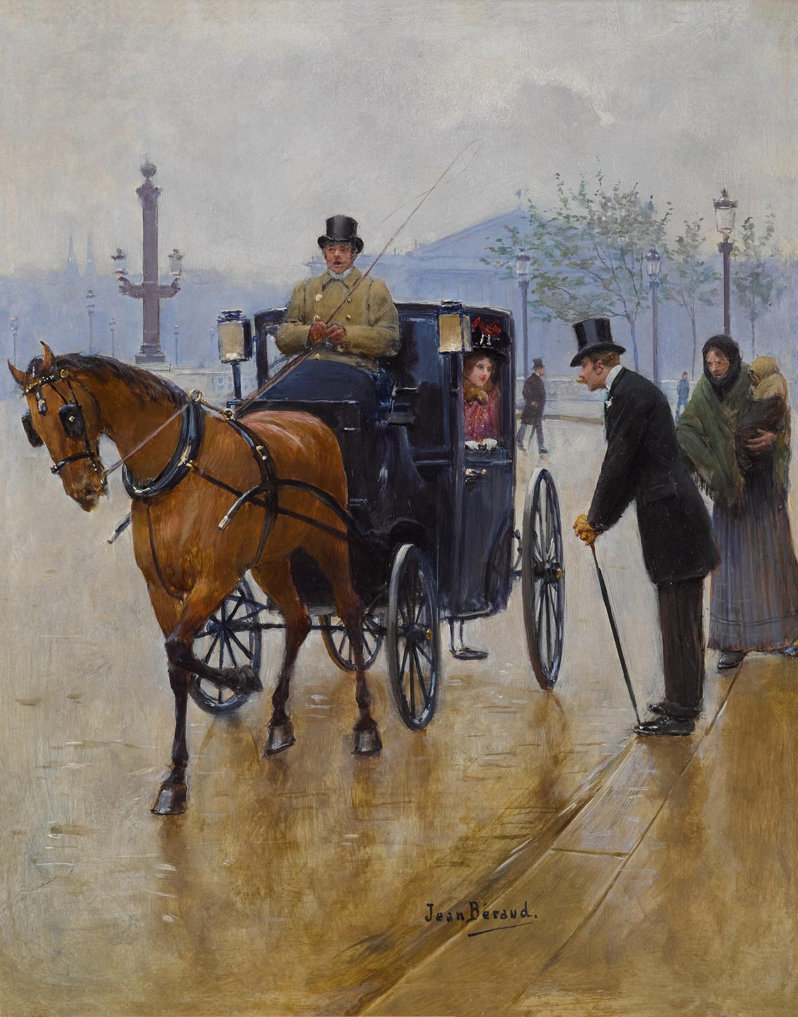 Jean Béraud - Fiacre, Place de la Concorde