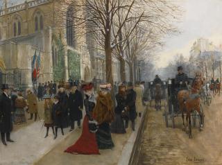Jean Béraud - French après L\'Office À L\'Église De La Sainte Trinité, Noël 1890