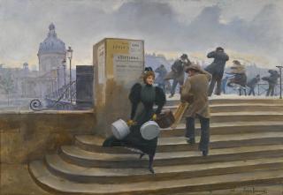 Jean Béraud - French Modiste Sur Le Pont Des Arts