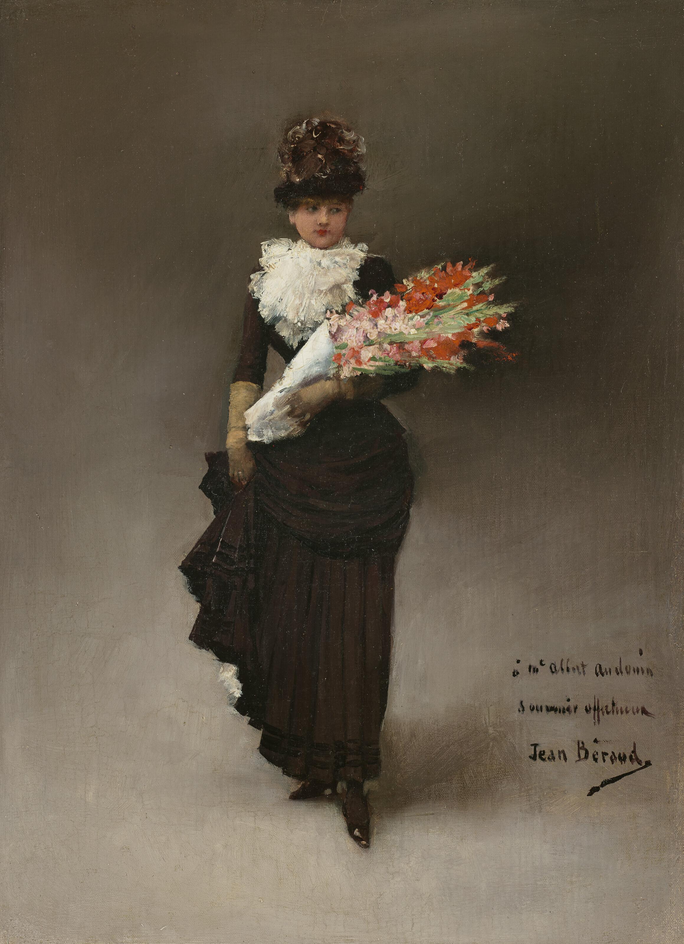 Jean Béraud - Jeune femme au bouquet de fleurs
