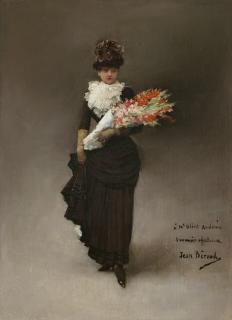 Jean Béraud - Jeune femme au bouquet de fleurs