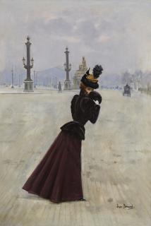Jean Béraud - Jeune Femme, Place De La Concorde