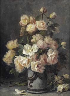 Jean Capeinick - A Bouquet Of Pink And White Roses