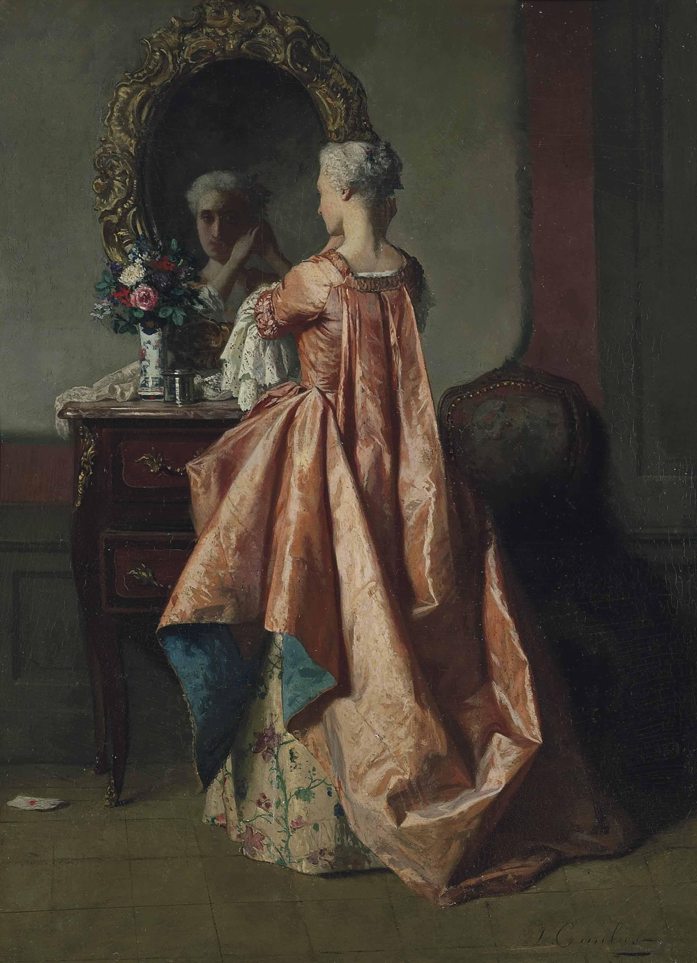 Jean Carolus - A lady at her dressing table