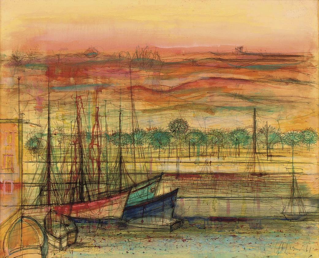 Jean Carzou - Scène d\'un port