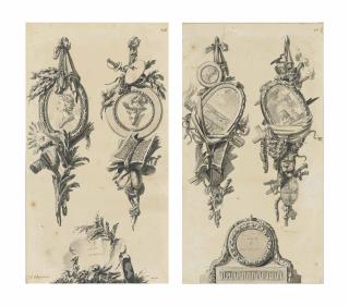 Jean-Charles Delafosse - Designs For Two Trophies And A Cartouche; And Another Drawing Of The Same Subject
