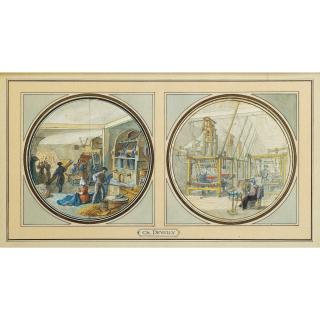 Jean-Charles Develly - Projets Pour Six Assiettes Du Service Des Arts Industriels, Un Lot De Six