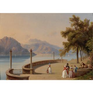 Jean-Charles-Joseph Rémond - The Terrace Of The Villa Melzi, Overlooking Lake Como