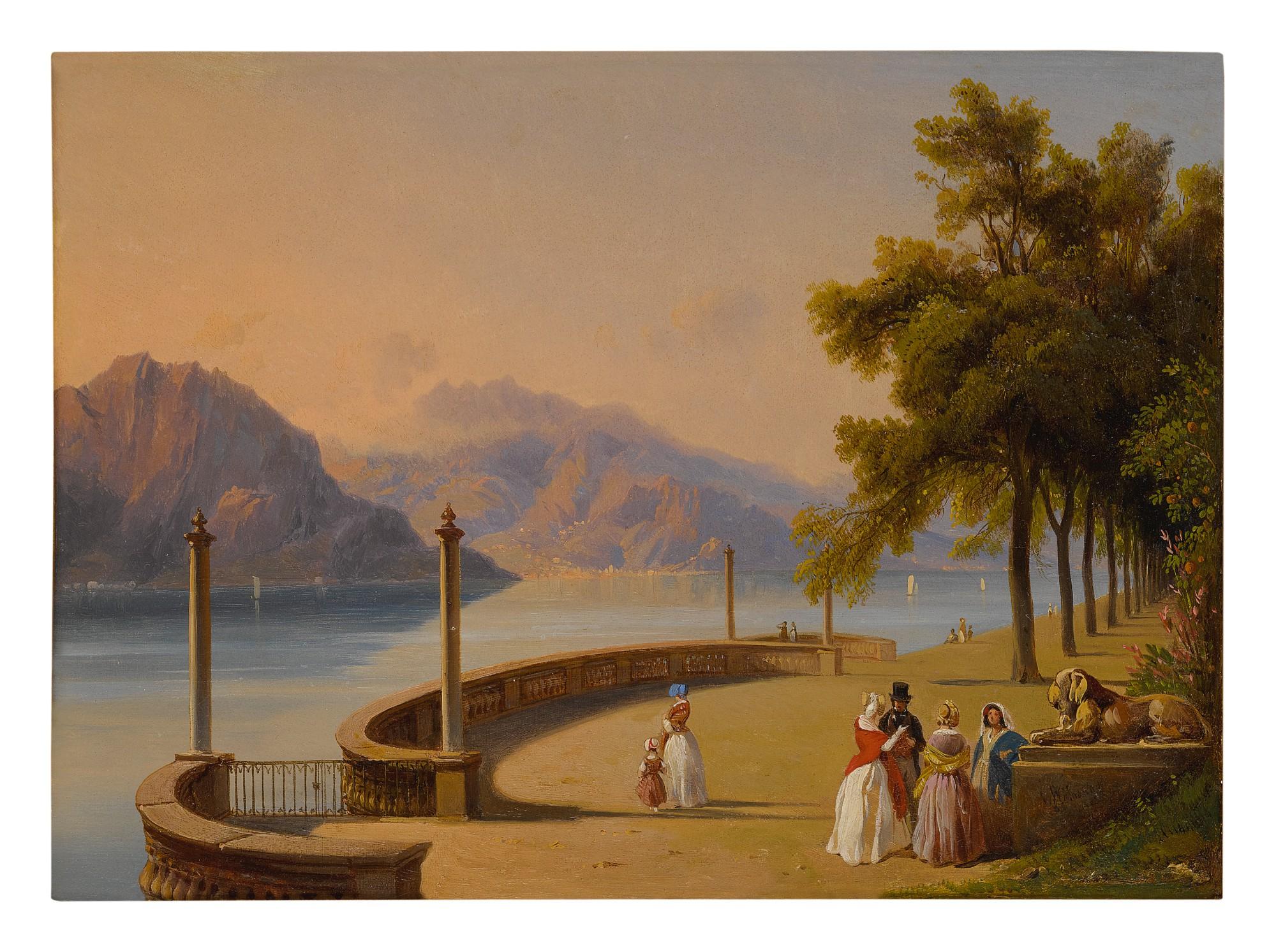 Jean-Charles-Joseph Rémond - The Terrace Of The Villa Melzi, Overlooking Lake Como