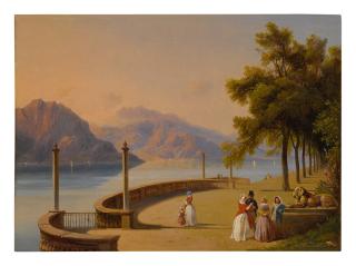 Jean-Charles-Joseph Rémond - The Terrace Of The Villa Melzi, Overlooking Lake Como