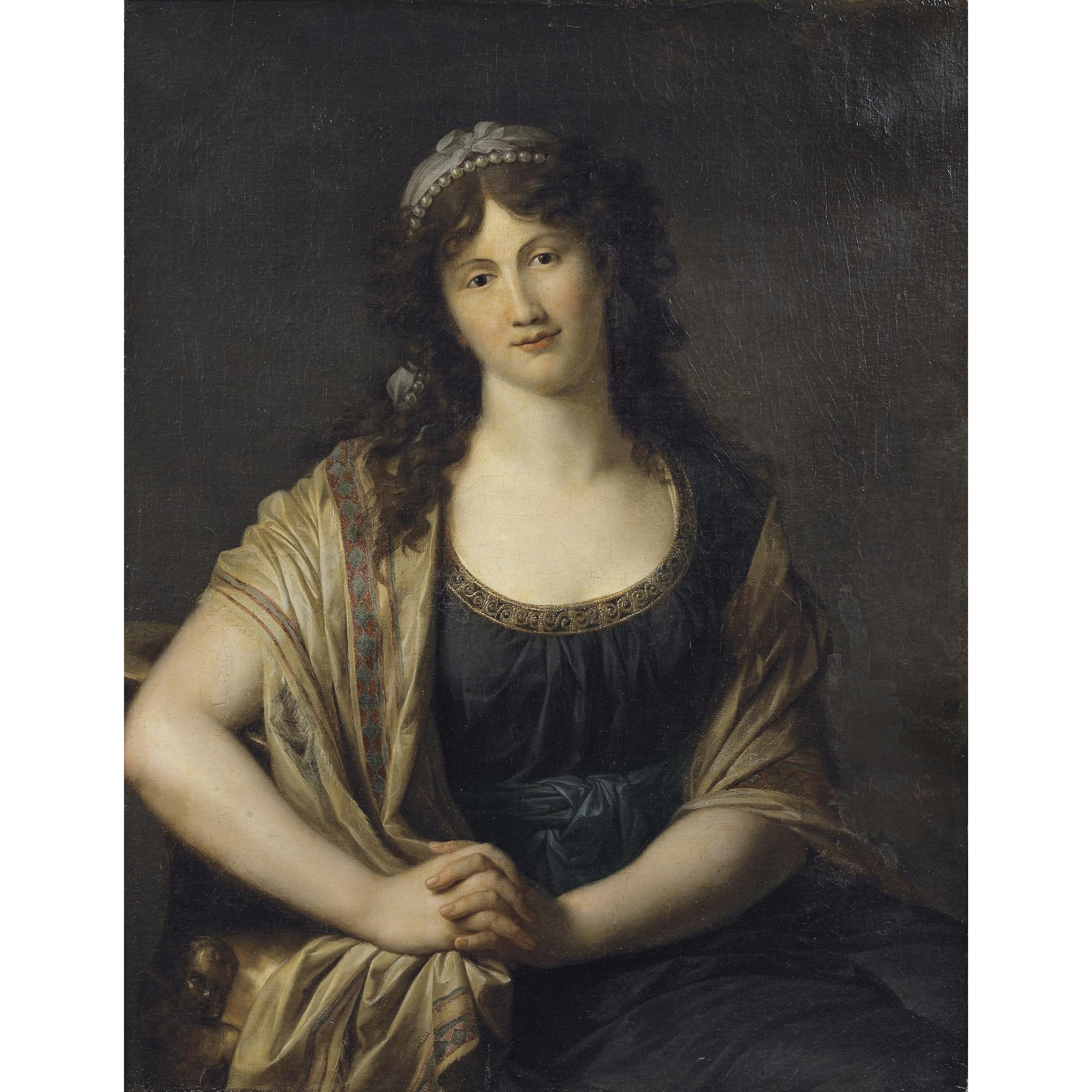 Jean Charles Nicaise Perrin - Portrait De Femme Avec Un Châle