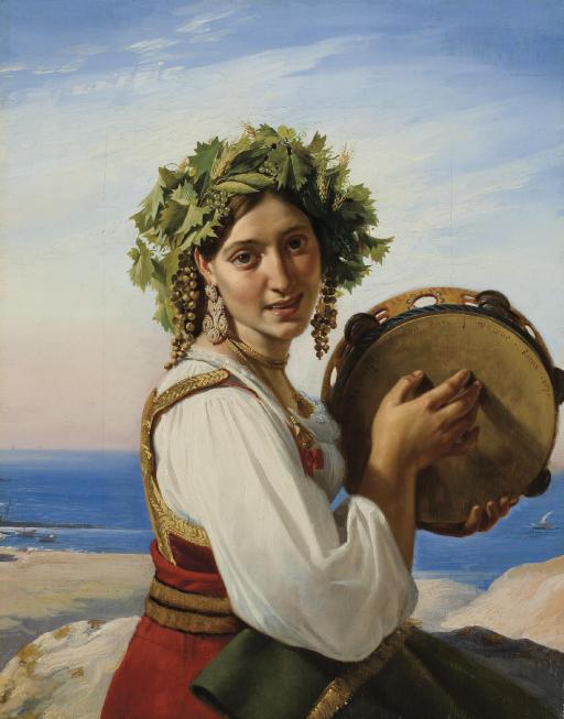 Jean-Claude Bonnefond - A Young Woman With A Tambourine In Ischia (\'Le Tambour De Basque\')