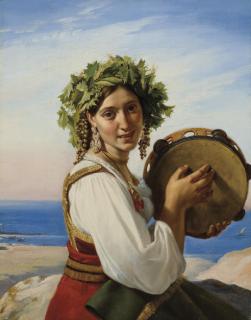 Jean-Claude Bonnefond - A Young Woman With A Tambourine In Ischia (\'Le Tambour De Basque\')