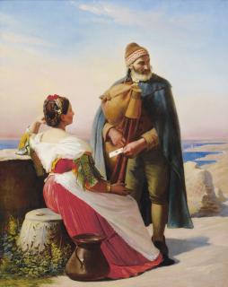 Jean-Claude Bonnefond - La Lettre D\'Amourjean-Claude Bonnefond ; The Love Letter ; Signed; Located And Dated Rome 1830 Towards The Left ; Oil On Canvas 