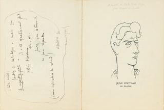 Jean Cocteau - 2 des rares premiers catalogues d\'exposition de Jean Cocteau (1925 et 1926), l\'un avec envoi de Sachs