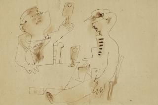 Jean Cocteau - Deux hommes attablés