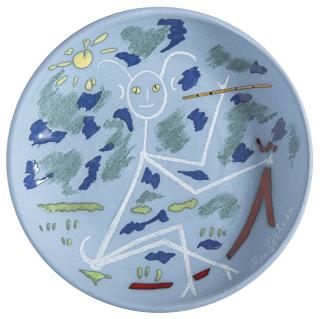 Jean Cocteau - Petit faune joyeux sur bleu (A.G. 223)