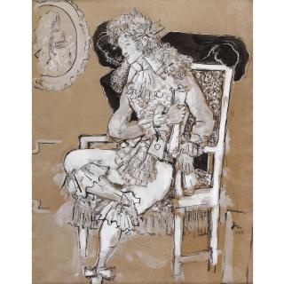 Jean Cocteau - Poete Et Sa Muse En Costume Louis Xiv