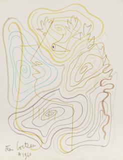 Jean Cocteau - Profil D\'Orphée À La Lyre Orné D\'Arabesques