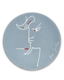 Jean Cocteau - Tête de chèvre-pied gravée sur bleu