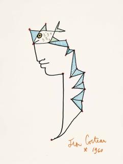 Jean Cocteau - Tête d\'homme aux yeux poisson