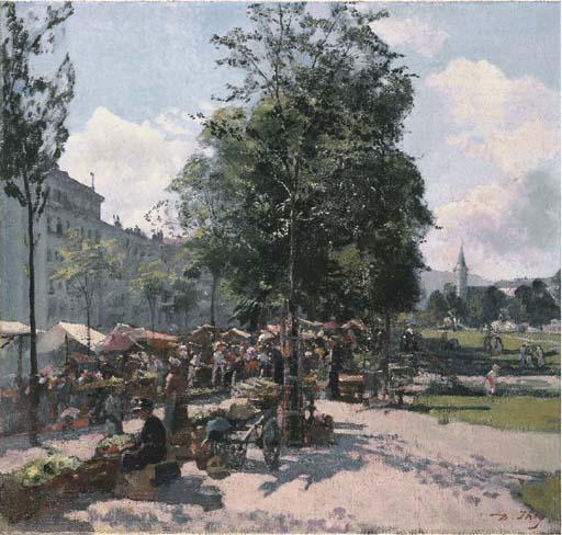 Jean Daniel Ihly - Marché à la Place de Plainpalais