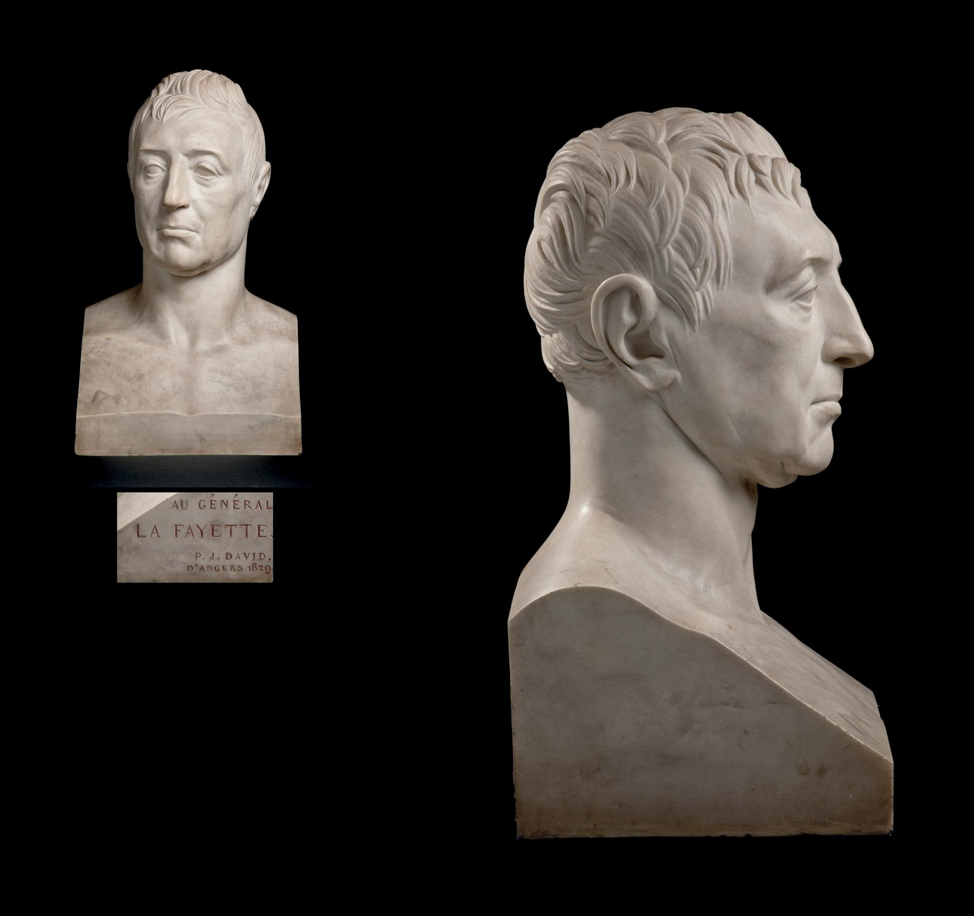 Jean-David D\'Angers - Buste En Marbre Blanc En Hermès Représentant Marie-Joseph-Gilbert Du Motier, Marquis De La Fayette (1757-1834)