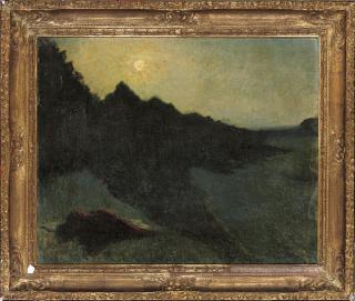 Jean Delville - A moonlit landscape