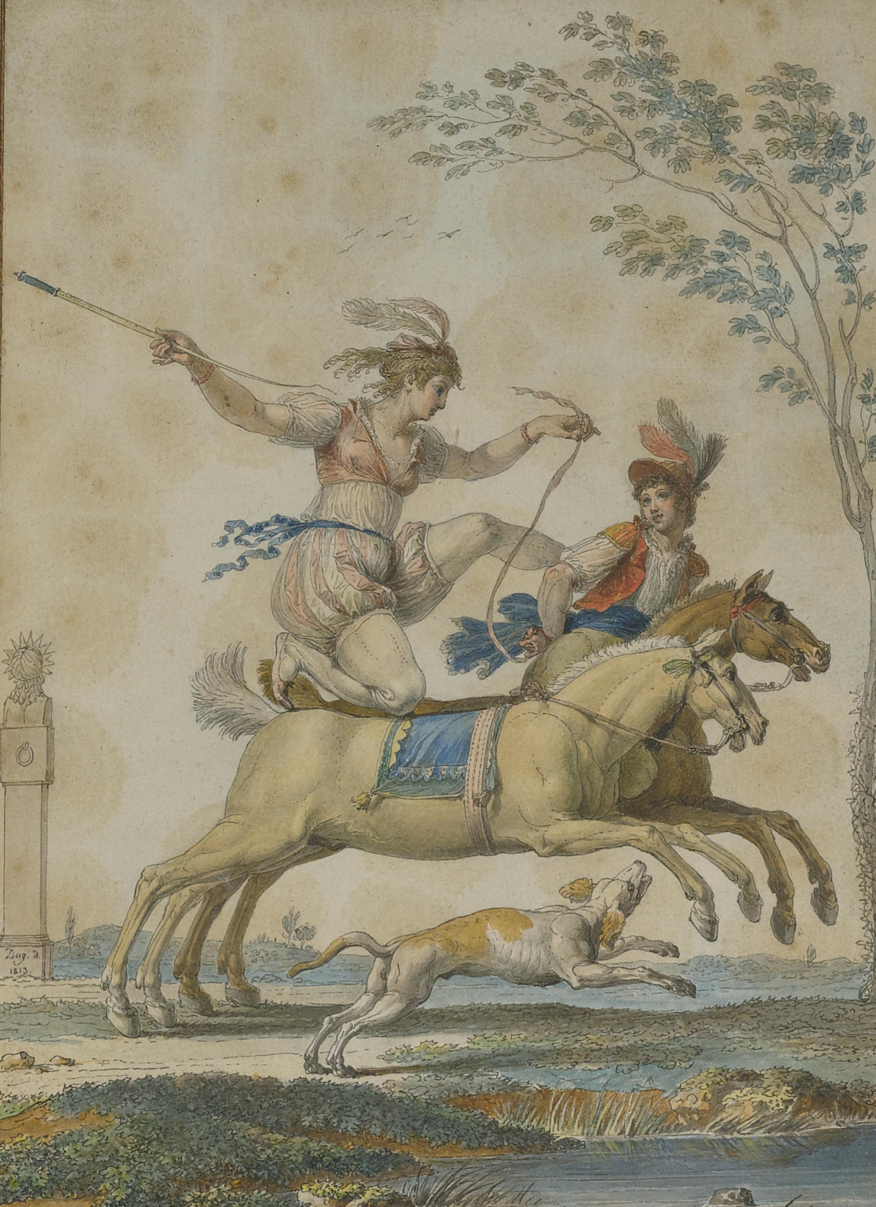 Jean Démosthène Dugourc - Equestrian Acrobats:  A Pair