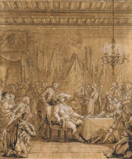 Jean-Démosthène Dugourc - Henri Iv À Table Accueillant Des Gentilhommes