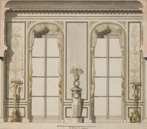 Jean-Desmosthène Dugourc - Projet architectural pour la grande galerie de l\'hôtel de Madame de Mazarin à Paris