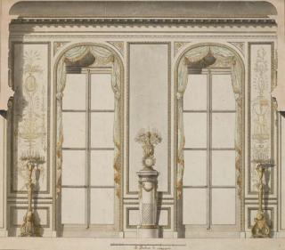 Jean-Desmosthène Dugourc - Projet architectural pour la grande galerie de l\'hôtel de Madame de Mazarin à Paris