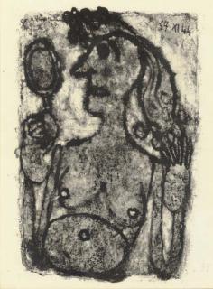 Jean Dubuffet - Coquette au Miroir, Plate XXXI from Matière et Mémoire (Webel 43)