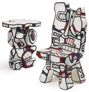 Jean Dubuffet - Guéridon (Table); Chaise De Pratique Fonction Ii (Chair) [Two Works]