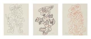 Jean Dubuffet - I. Homme Portant Un Instrument Ii. Personnage Iii. Personnage [3 Works]