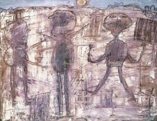 Jean Dubuffet - Les rencontres (Paysage avec trois personnages)