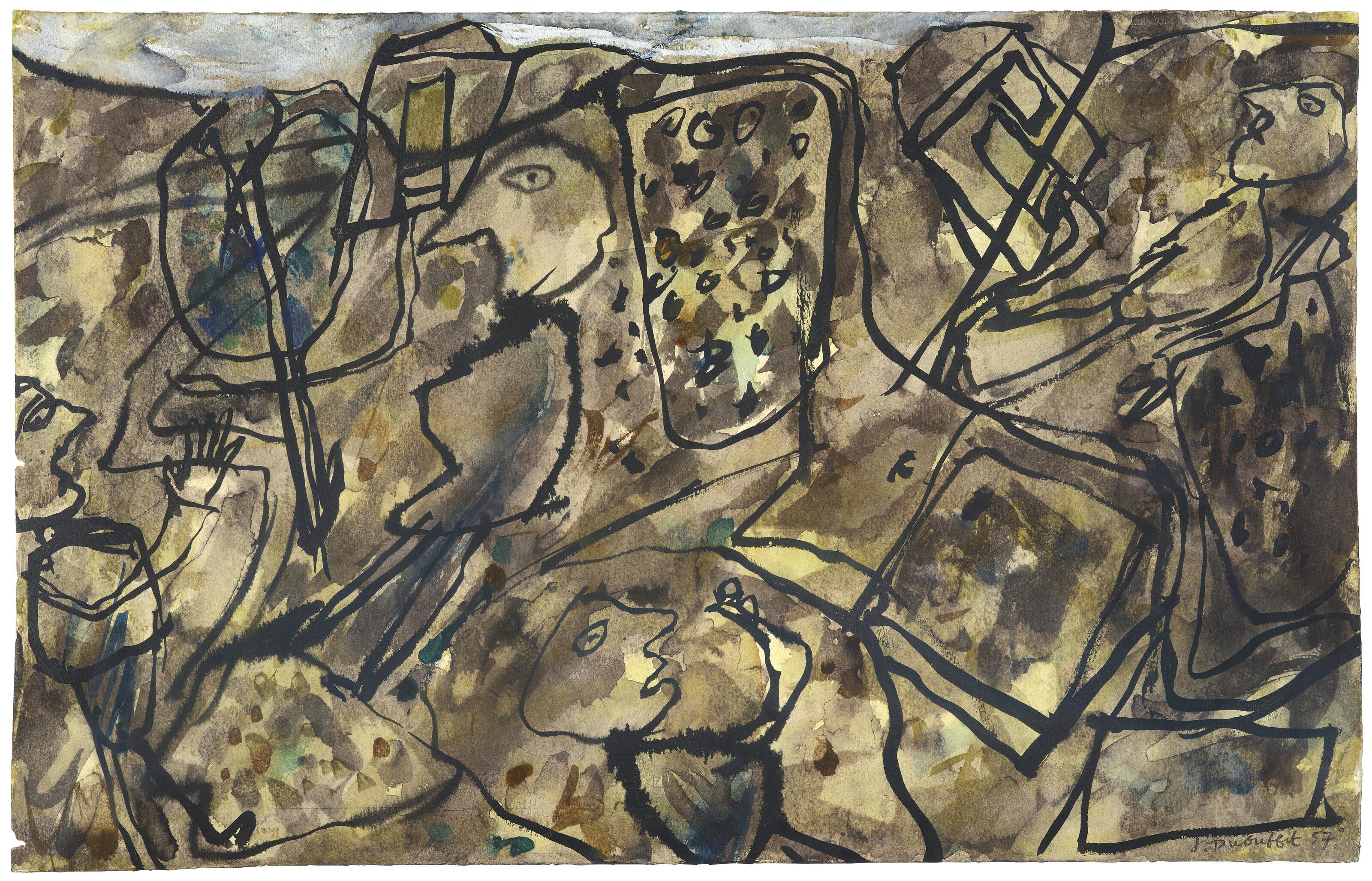 Jean Dubuffet - Paysage avec personnages, maisons, champs et chemins