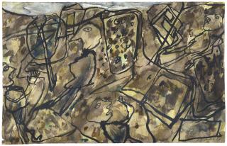 Jean Dubuffet - Paysage avec personnages, maisons, champs et chemins