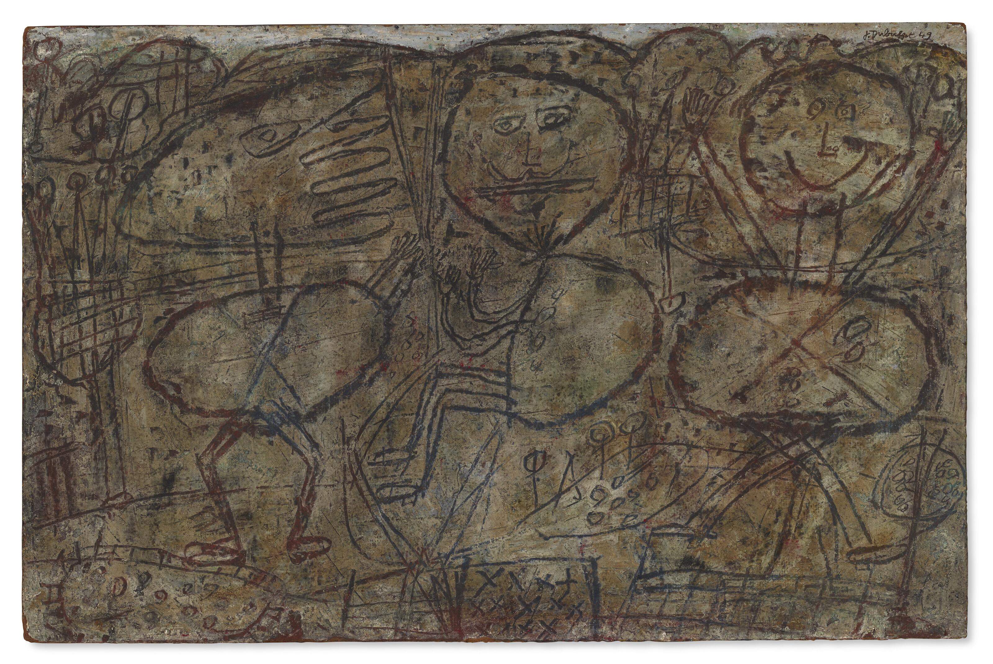 Jean Dubuffet - Paysage avec trois peronnages