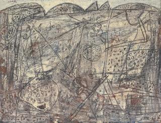Jean Dubuffet - Paysage Gris aux Taches Cerises (Gray Landscape with Cherry Spots)