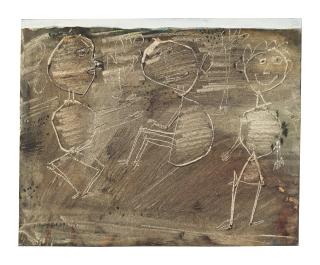 Jean Dubuffet - Paysage vert avec trois personnages
