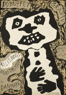 Jean Dubuffet - Personnage aux dents blanches (Maquette pour l\'affiche de l\'exposition de Silkeborg) (Character with white teeth (Maquette for Silkeborg Exhibition Poster))