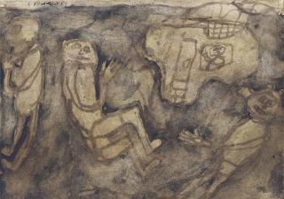 Jean Dubuffet - Quatre Personnages Dont Un À La Fenêtre (Four Characters With One At The Window)