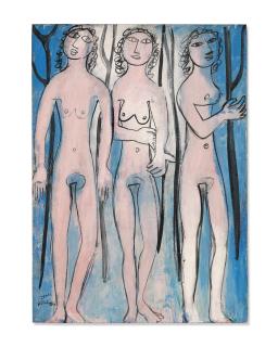 Jean Dubuffet - Trois femmes nues au bois (Three nude women in the woods)