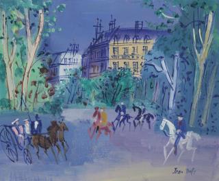 Jean Dufy - Calèche et cavaliers près du Bois de Boulogne