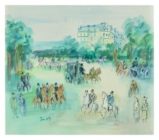 Jean Dufy - Calèches Et Cavaliers Près Du Bois De Boulogne
