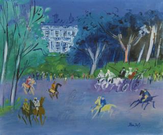 Jean Dufy - Cavaliers Et Calèche Au Bois De Boulogne