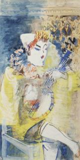 Jean Dufy - Clown au banjo (bouffon)
