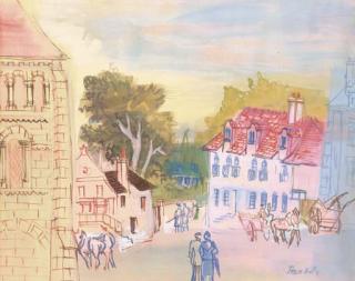 Jean Dufy - Place de L\'Abbaye À Preuilly-Sur-Claise