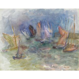 Jean Dufy - Voiliers Dans Le Port De L\'Île D\'Yeu